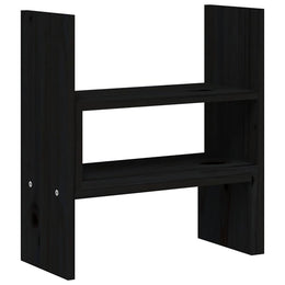 Monitorerhöhung (39-72) × 17 × 43 cm aus massivem Kiefernholz - Schwarz