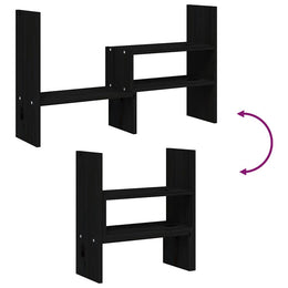 Monitorerhöhung (39-72) × 17 × 43 cm aus massivem Kiefernholz - Schwarz