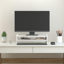 Monitorerhöhung 50 × 27 × 15 cm aus massivem Kiefernholz - Weiß (Art.-Nr. 814020)