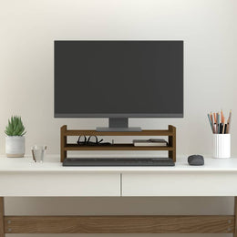 Monitorerhöhung 50 × 27 × 15 cm aus massivem Kiefernholz - Honigbraun
