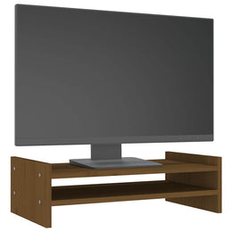 Monitorerhöhung 50 × 27 × 15 cm aus massivem Kiefernholz - Honigbraun
