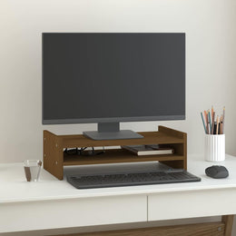 Monitorerhöhung 50 × 27 × 15 cm aus massivem Kiefernholz - Honigbraun