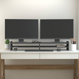 Monitorerhöhung 100 × 27 × 15 cm aus massivem Kiefernholz - Grau