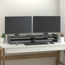 Monitorerhöhung 100 × 27 × 15 cm aus massivem Kiefernholz - Grau