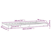 Massivholzbett ohne Matratze Weiß 90x200 cm Kiefernholz