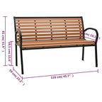 Gartenbank Schwarz und Braun 116 cm Stahl und WPC