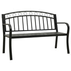 Gartenbank mit Tisch Schwarz 120 cm Stahl