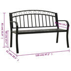 Gartenbank mit Tisch Schwarz 120 cm Stahl