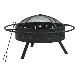 Feuerschale mit Schürhaken 70 cm XXL Stahl