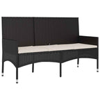 Gartenbank 3-Sitzer mit Kissen Schwarz Poly Rattan