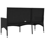 Gartenbank 3-Sitzer mit Kissen Schwarz Poly Rattan