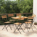 7-tlg. Bistro-Set Klappbar Massivholz Akazie und Stahl