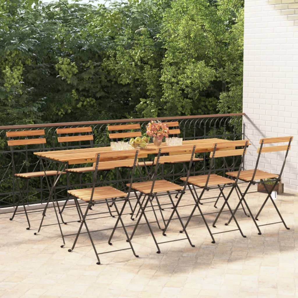 Bistrostühle 8 Stk. Klappbar Massivholz Teak und Stahl