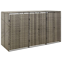 Mülltonnenbox für 3 Tonnen Grau 207x80x117 cm Poly Rattan