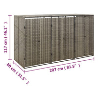 Mülltonnenbox für 3 Tonnen Grau 207x80x117 cm Poly Rattan