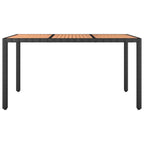 Gartentisch mit Holzplatte Schwarz Poly Rattan & Akazienholz