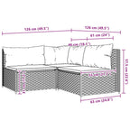 3-tlg. Garten-Lounge-Set mit Kissen Schwarz Poly Rattan