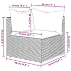 Garten-Ecksofa mit Kissen Braun Poly Rattan