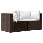 3-tlg. Garten-Lounge-Set mit Kissen Braun Poly Rattan
