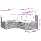 3-tlg. Garten-Lounge-Set mit Kissen Braun Poly Rattan