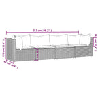 4-tlg. Garten-Lounge-Set mit Kissen Braun Poly Rattan