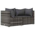 Garten-Ecksofas mit Kissen 2 Stk. Grau Poly Rattan