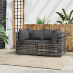 Garten-Ecksofas mit Kissen 2 Stk. Grau Poly Rattan