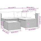 4-tlg. Garten-Lounge-Set mit Kissen Grau Poly Rattan