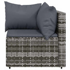 3-tlg. Garten-Lounge-Set mit Kissen Grau Poly Rattan
