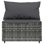 Garten-Mittelsofa mit Kissen Grau Poly Rattan