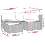 4-tlg. Garten-Lounge-Set mit Kissen Schwarz Poly Rattan