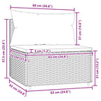 Garten-Mittelsofa mit Kissen Schwarz Poly Rattan