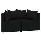Garten-Ecksofas mit Kissen 2 Stk. Schwarz Poly Rattan