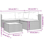 4-tlg. Garten-Lounge-Set mit Kissen Schwarz Poly Rattan