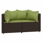 Garten-Ecksofas mit Kissen 2 Stk. Braun Poly Rattan