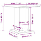 Esstisch Braun Eichen-Optik 80x80x75 cm Holzwerkstoff