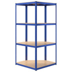 Regale mit 4 Böden 2 Stk. Blau Stahl & Holzwerkstoff