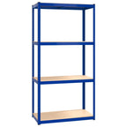 Regale mit 4 Böden 3 Stk. Blau Stahl & Holzwerkstoff