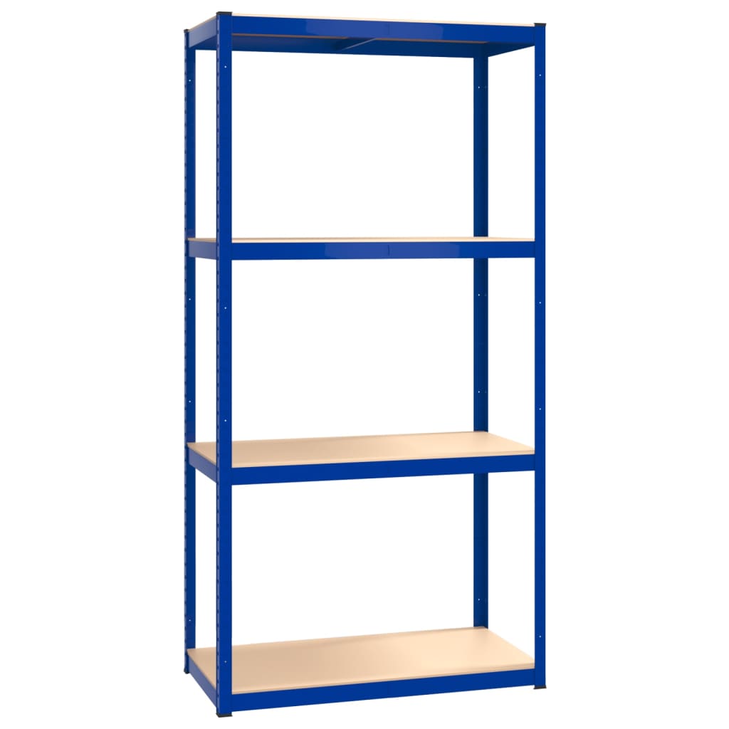Regale mit 4 Böden 3 Stk. Blau Stahl & Holzwerkstoff