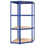Regale mit 4 Böden 3 Stk. Blau Stahl & Holzwerkstoff