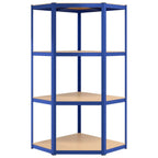 Regale mit 4 Böden 3 Stk. Blau Stahl & Holzwerkstoff