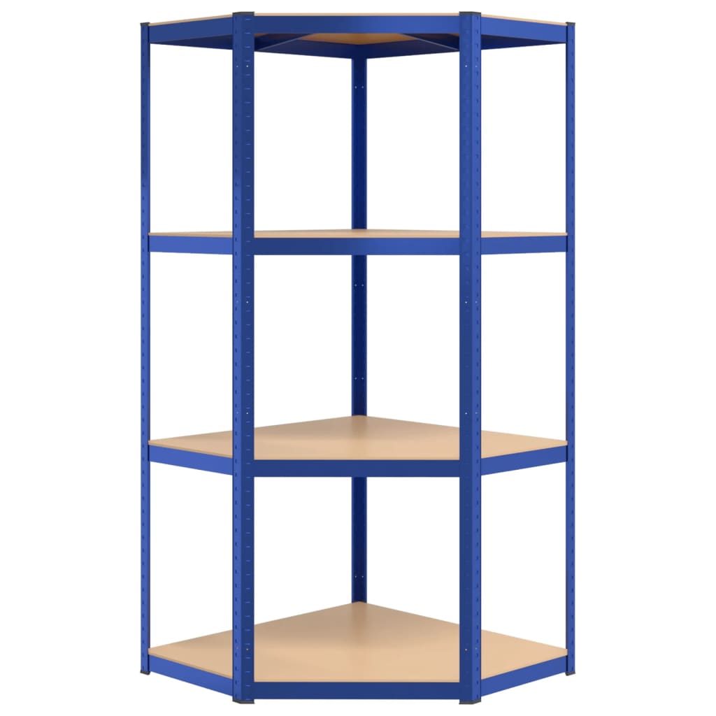Regale mit 4 Böden 3 Stk. Blau Stahl & Holzwerkstoff