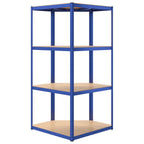 Regale mit 4 Böden 3 Stk. Blau Stahl & Holzwerkstoff