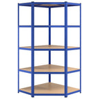 Regale mit 5 Böden 2 Stk. Blau Stahl & Holzwerkstoff