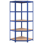 Regale mit 5 Böden 2 Stk. Blau Stahl & Holzwerkstoff