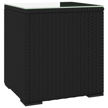 Beistelltisch Schwarz 40x37x40,5 cm Poly Rattan und Hartglas