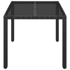 Gartentisch mit Glasplatte Schwarz 90x90x75 cm Poly Rattan