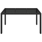 Gartentisch mit Glasplatte Schwarz 150x90x75 cm Poly Rattan