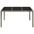 Gartentisch mit Glasplatte Grau 150x90x75 cm Poly Rattan
