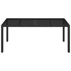 Gartentisch mit Glasplatte Schwarz 190x90x75 cm Poly Rattan